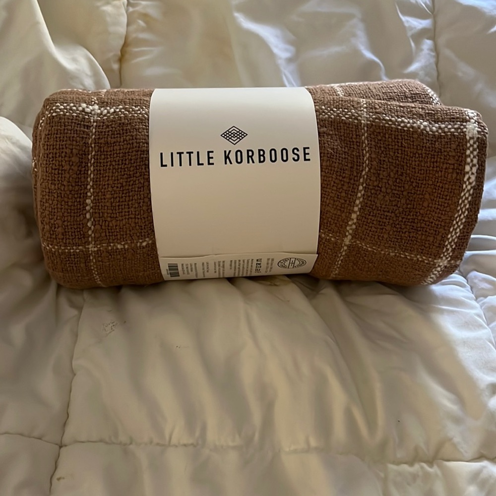 Little Korboose Woven Throw Blanket, 100% cotton, 50x60”